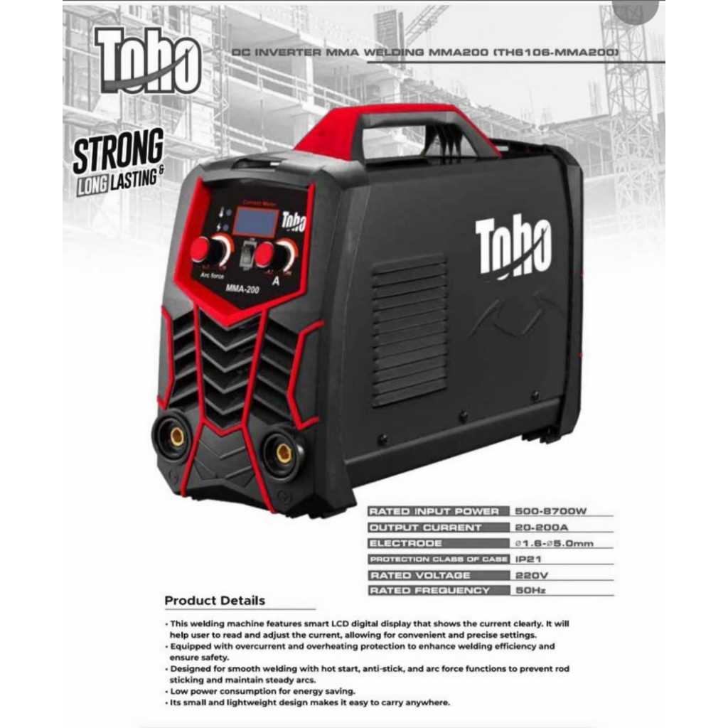 mesin las toho mma inverter dc mma-200(TH6106)