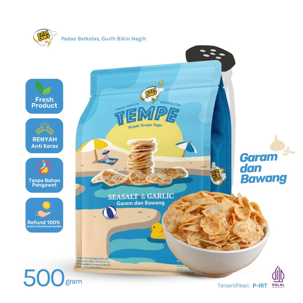 

GELICHIPS - 500gr Keripik Tempe Seasalt Renyah Gurih Camilan