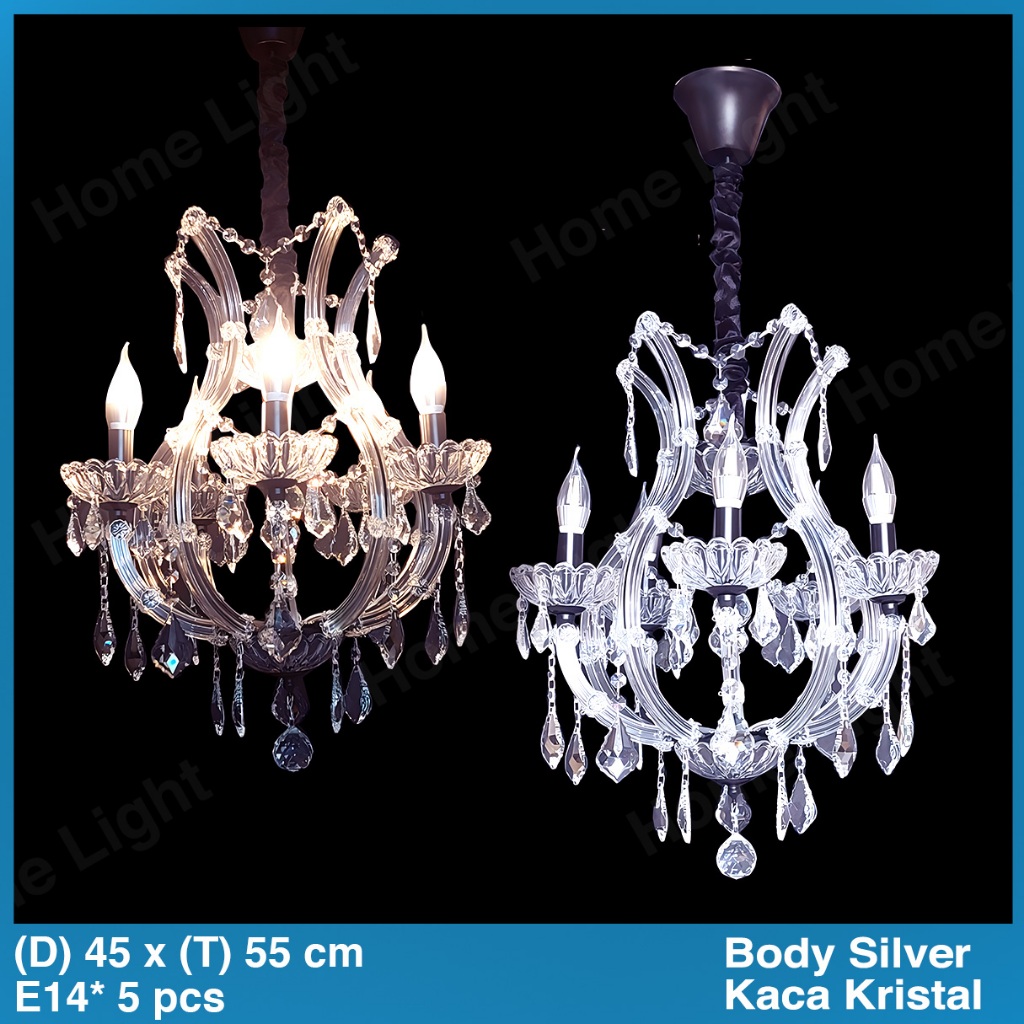 Lampu Gantung Kristal Chandelier Ruang Tamu Elegan Kecil Hias 45 cm