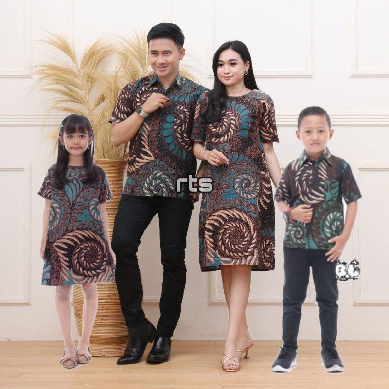 SAROJA | Dress Natal Batik Puser Hijau | Dress Natal Wanita Kekinian | Baju Natal Couple Keluarga Ay