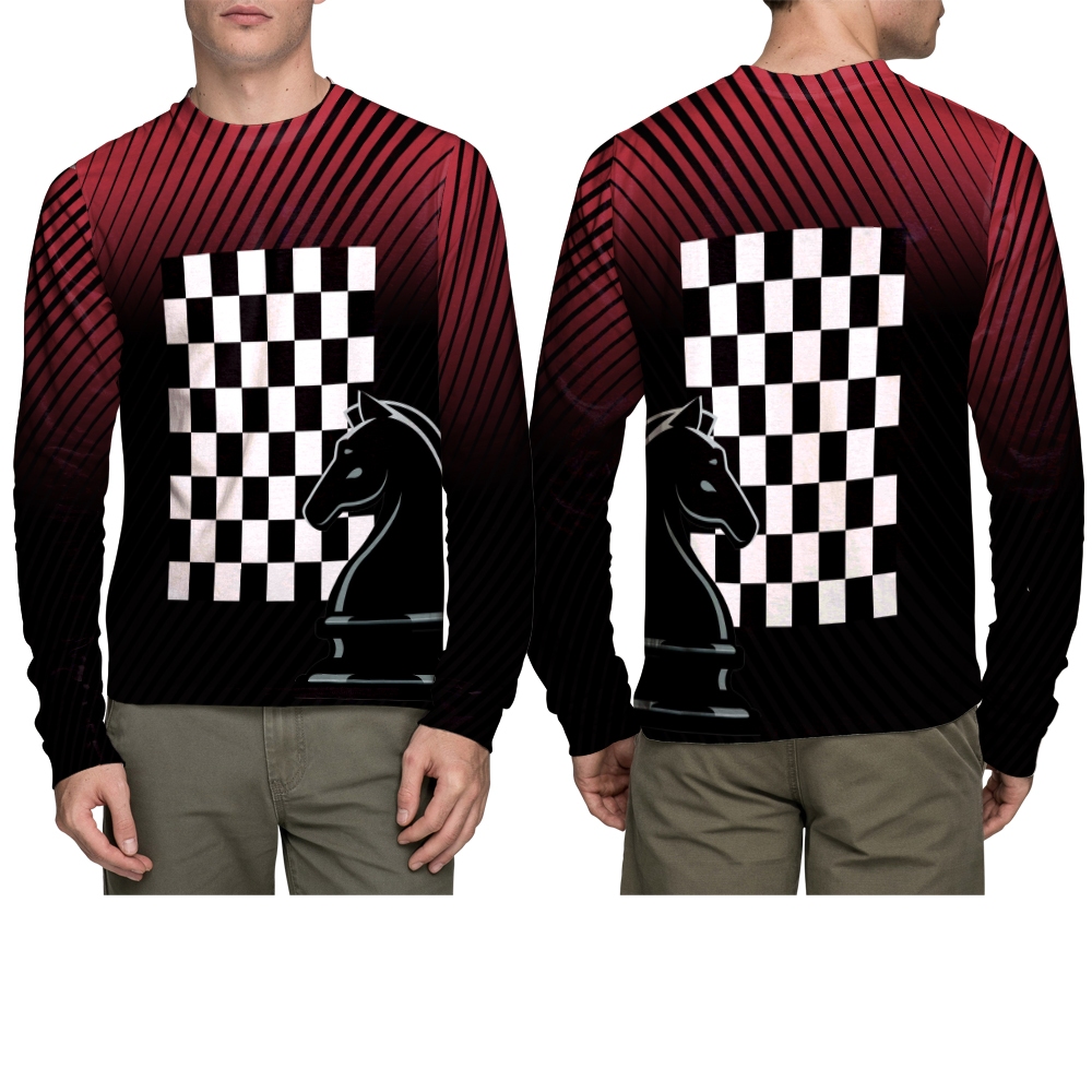 Jual Kaos Pria Tangan Panjang Motif Catur Fullprint Keren