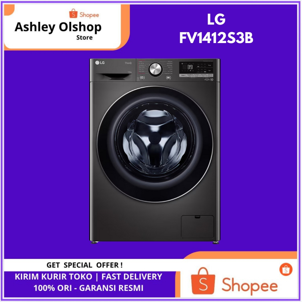 Mesin Cuci Front Loading 12Kg LG FV1412S3B Inverter AI DD LG 12 kg