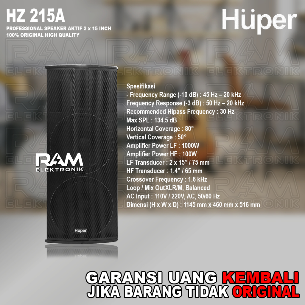 Speaker Aktif Double 2 x 15 Inch HUPER HZ215A | HZ 215A | HZ 215 A Original Harga 1 PCS