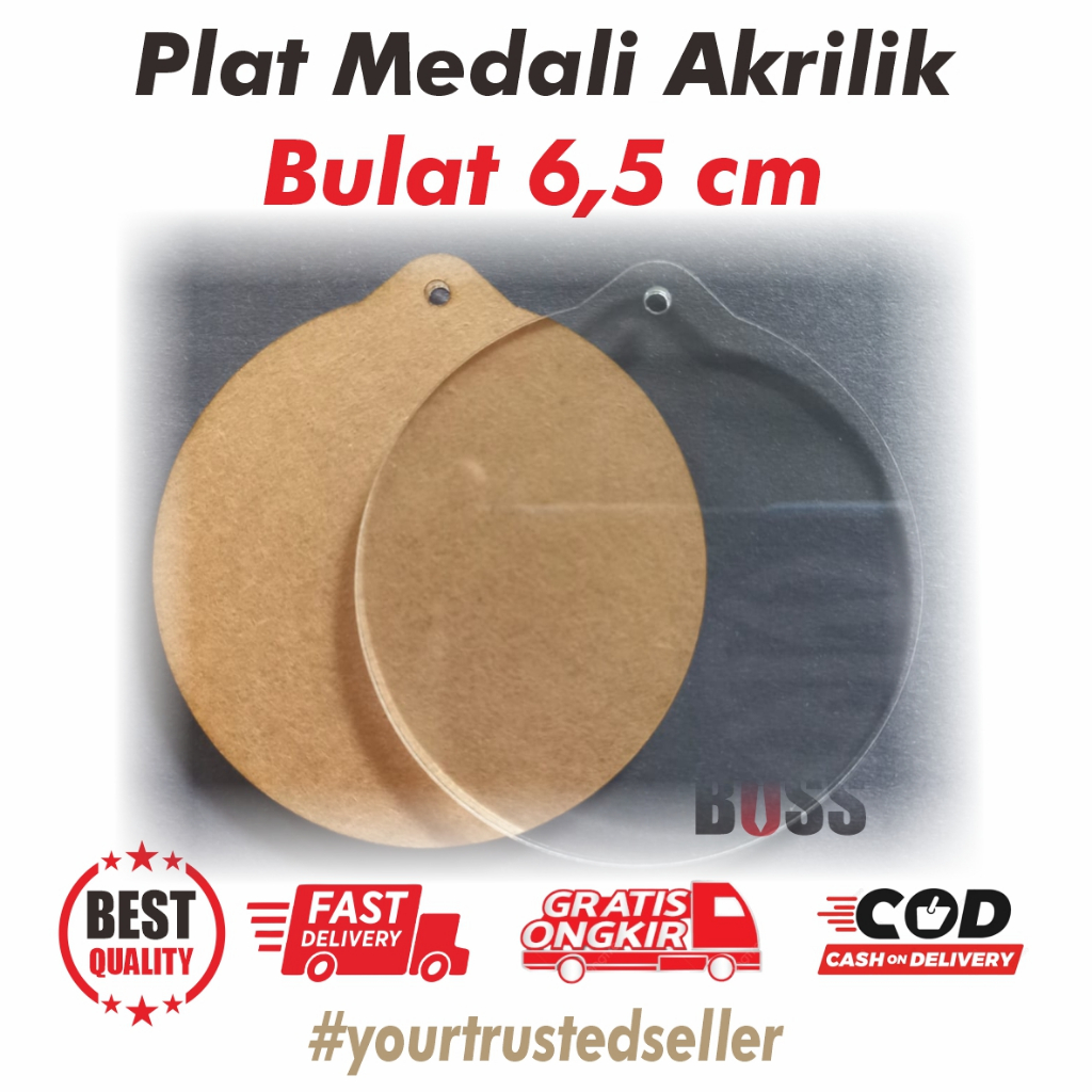 

Plat Medali Akrilik Bulat 6,5 cm