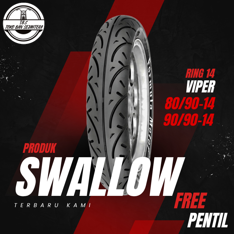 SEPASANG / SATUAN BAN MOTOR MATIC SWALLOW VIPER Ring 14 TUBELESS DEPAN BELAKANG BEAT MIO VARIO GENIO