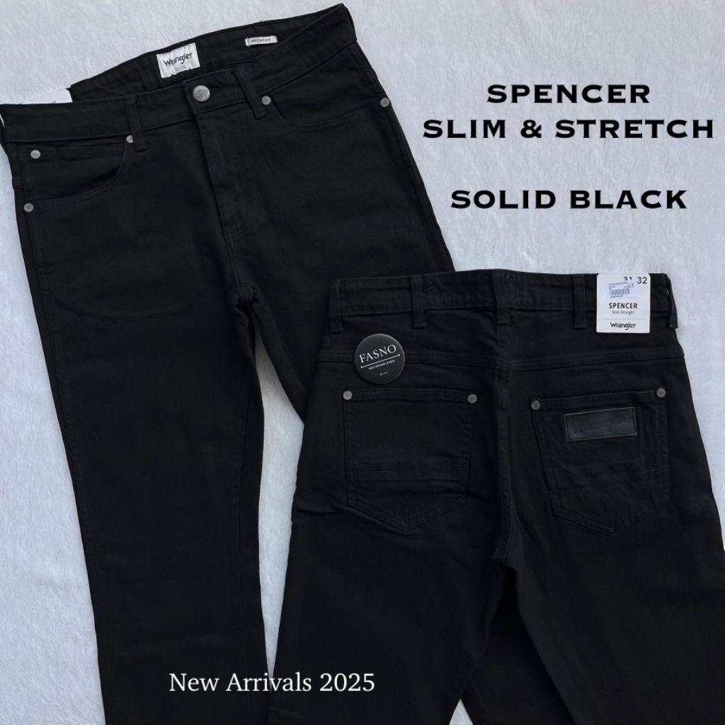 [NEW & ORIGINAL] Wrangler SPENCER Stretch, SOLID BLACK Denim.C07A24