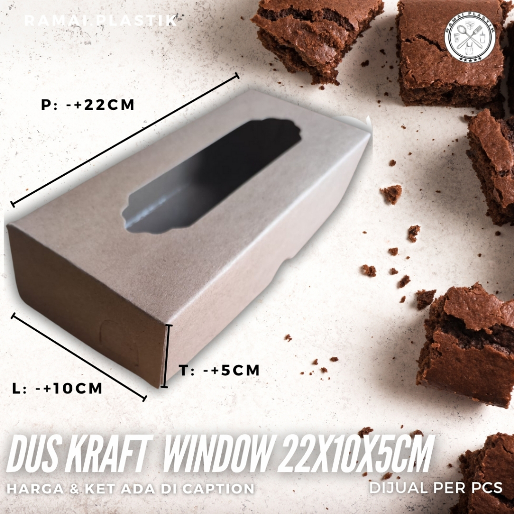 

Dus Kraft Window Laminasi uk 22x10cm tinggi -+5cm