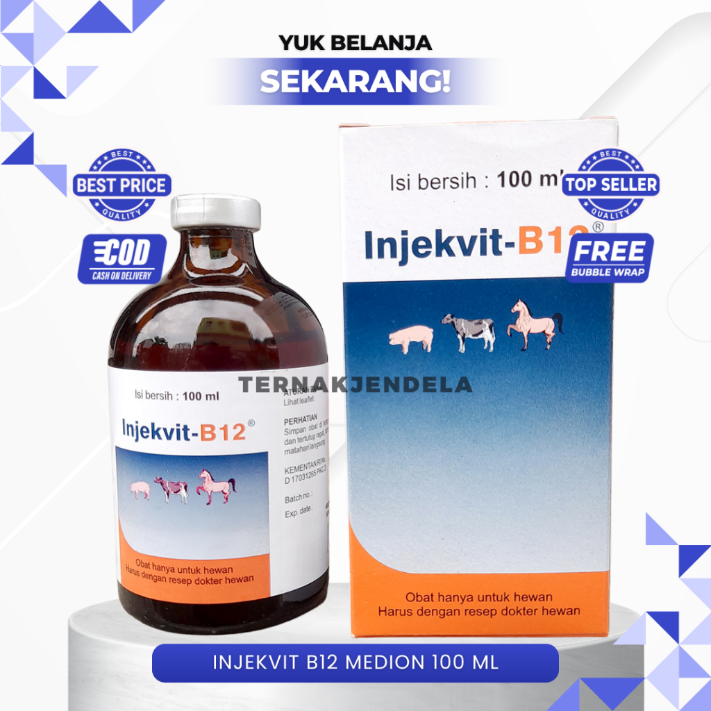 INJEKVIT B12 MEDION 100 ML -Vitamin Mengandung B12 Single Untuk Ternak
