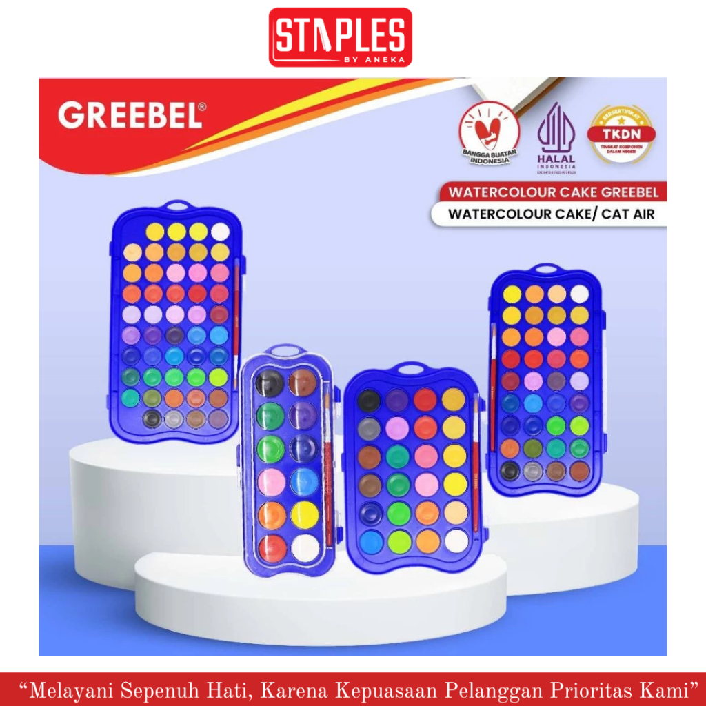 

Greebel Watercolor Cake / Cat Air Padat Cat Lukis Set Watercolor Cake 12/24/36/48 Warna Kemasan Kotak Free Kuas