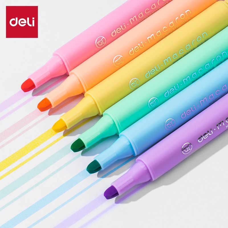 

Deli Highlighter Penanda Warna Pastel 1 Set Isi 6 Warna Cerah dan Soft Kemasan Mika Lucu EU12-6C