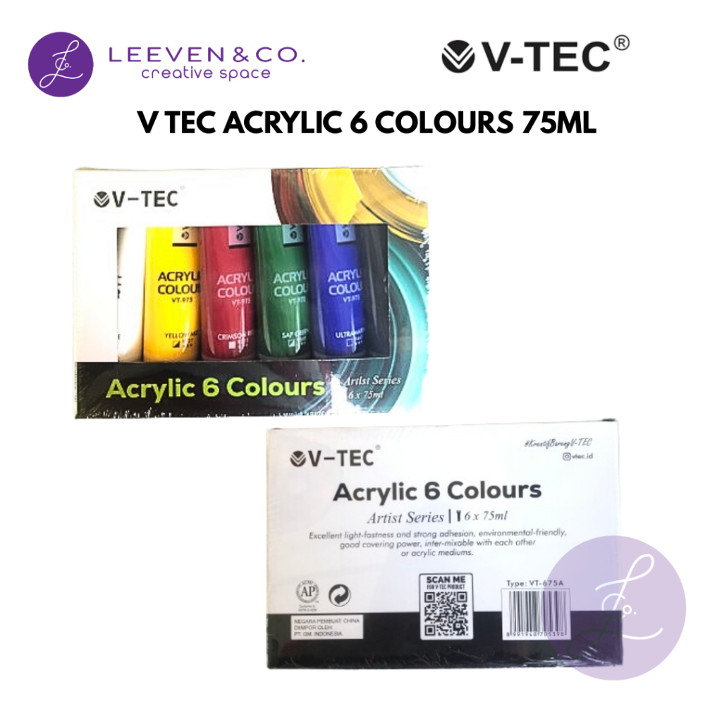 

V TEC ACRYLIC VT 675-A / 75 ML X 6 COLOURS