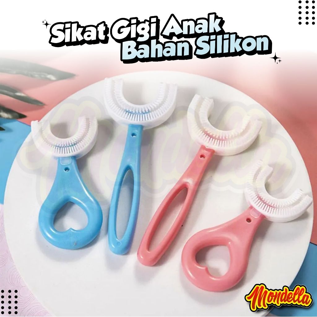 

Sikat Gigi Anak Bentuk U Bahan Silikon Training Toothbrush Tooth Brush Baby Silicon type U 360° SIkat Gigi Anak Modern MONDELLA