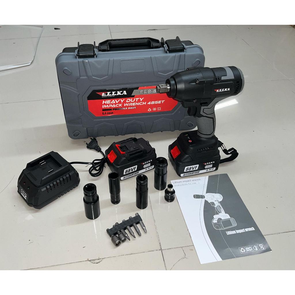 Impact wrench cordless 88V MIKAYO DAN ELLKA Mesin pembuka baut / Mesin Impek / impek batre / impek 2