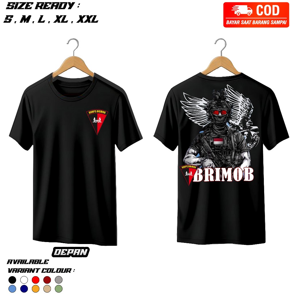 Kaos Brimob Hitam,Kaos Pendek Brimob,Baju kaos Pria Brimob,KaosBrimob