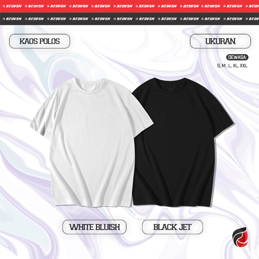 KAOS POLOS 24S - RFDVSN PRIA WANITA WARNA HITAM PUTIH NAVY BURGUNDY TOSCA BIRU BENHUR