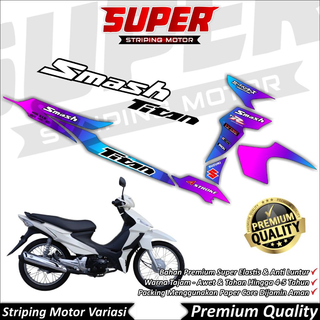 Stiker Smash Titan Anti Luntur keren Striping Smash Titan Striping Suzuki Smash Titan Bunglon