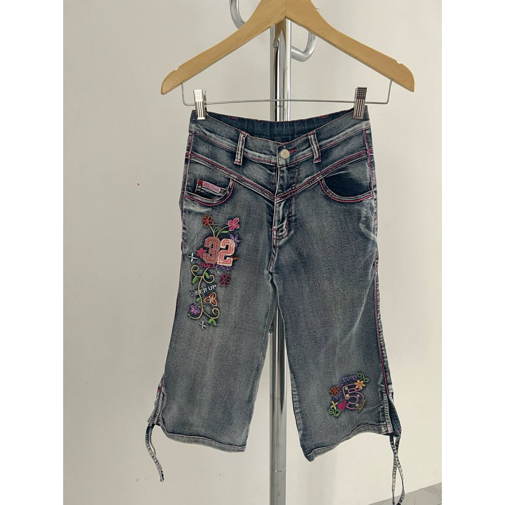 Celana Jeans Anak 7/8 Tanggung Denim Bordir