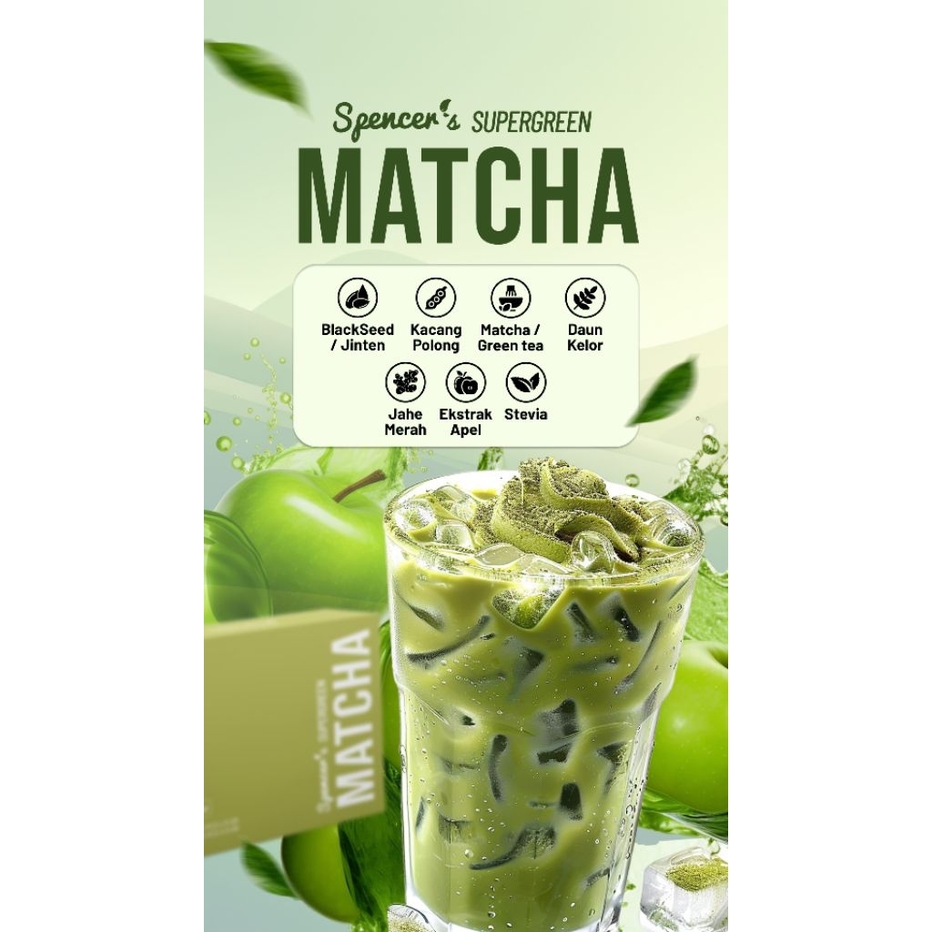 

Spencer's Supergreen Matcha 1 Box isi 20 Sachet- Spencer's Supergreen Matcha- Teh Hijau Super Alami