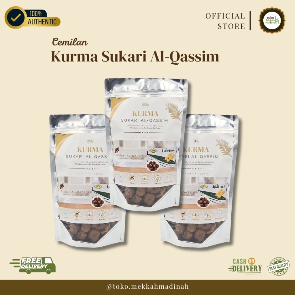 

Kurma Sukkari Al Qasim - Kurma Premium Asal Saudi Arabia - 1Kg | 500gr | 300gr | 100gr