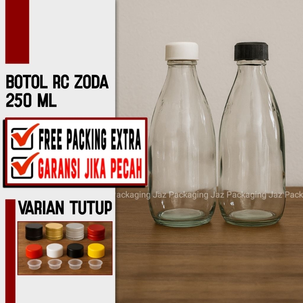 botol kaca 250ml / botol zoda 250ml / botol kaca bening 250ml / botol madu 250ml / botol jus 250ml