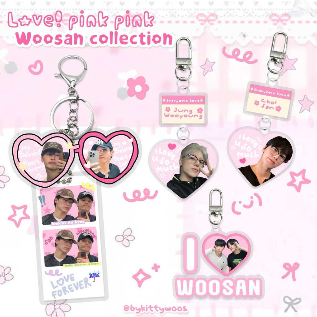 LOVE pink pink woosan keychain collection bykittywoos
