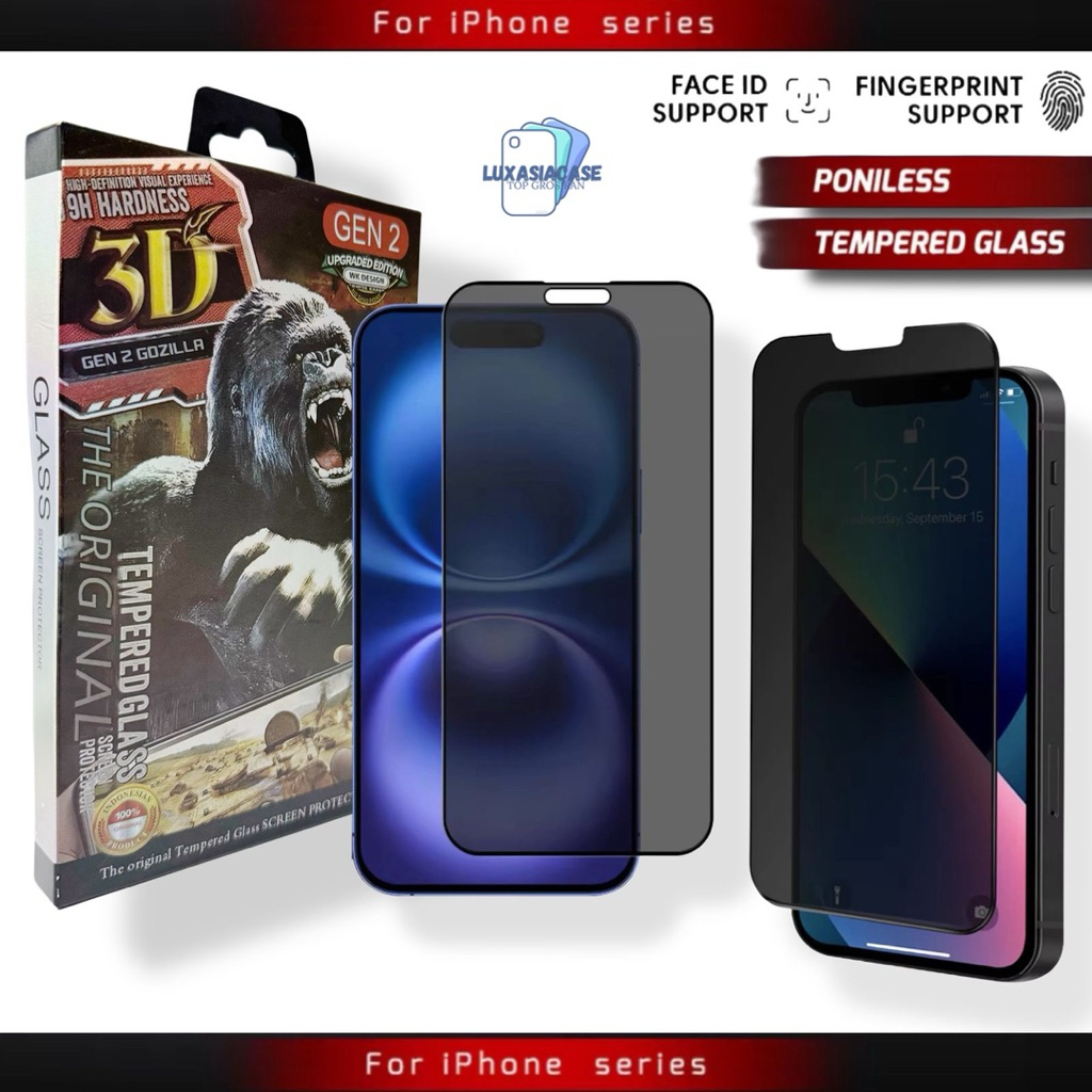 Anti Spy & HD Clear Poniless Tempered Glass For iPhone 6 6+ 7 7+ 8 8+ X XS MAX XR 11 12 13 14 15 16 