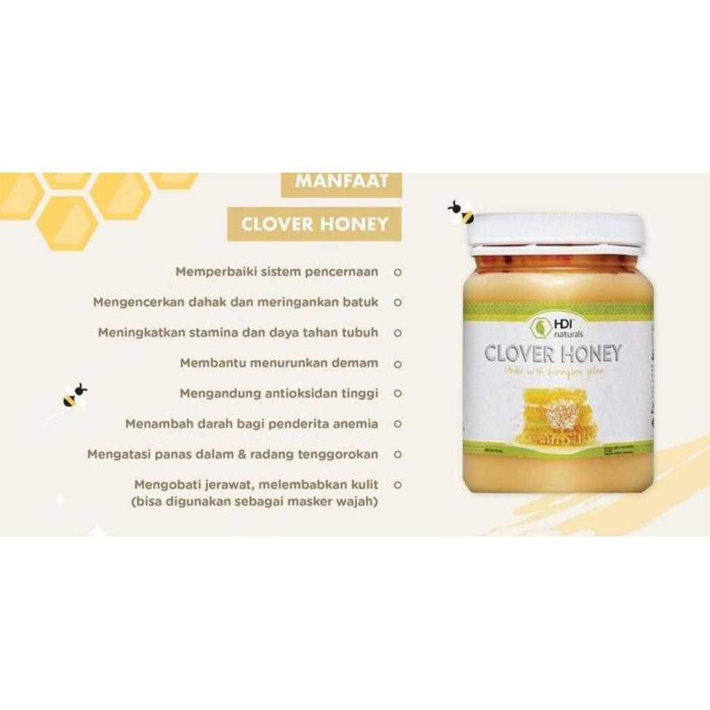 

madu clover honey 500gr exp.2028 ori gratis sendok kayu