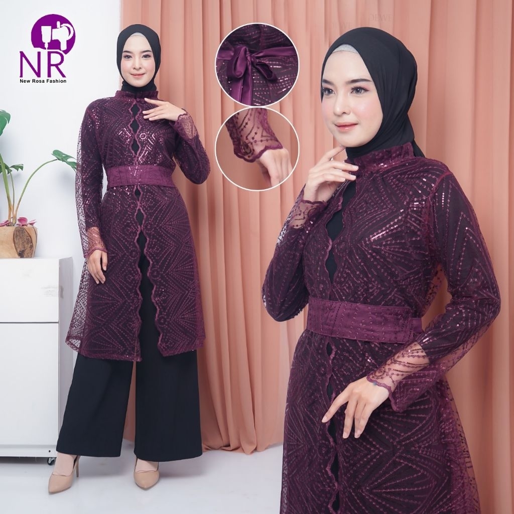 Outer Rompi Lepas Brukat Tulle / Baju Luaran Bahan Tile Mewah