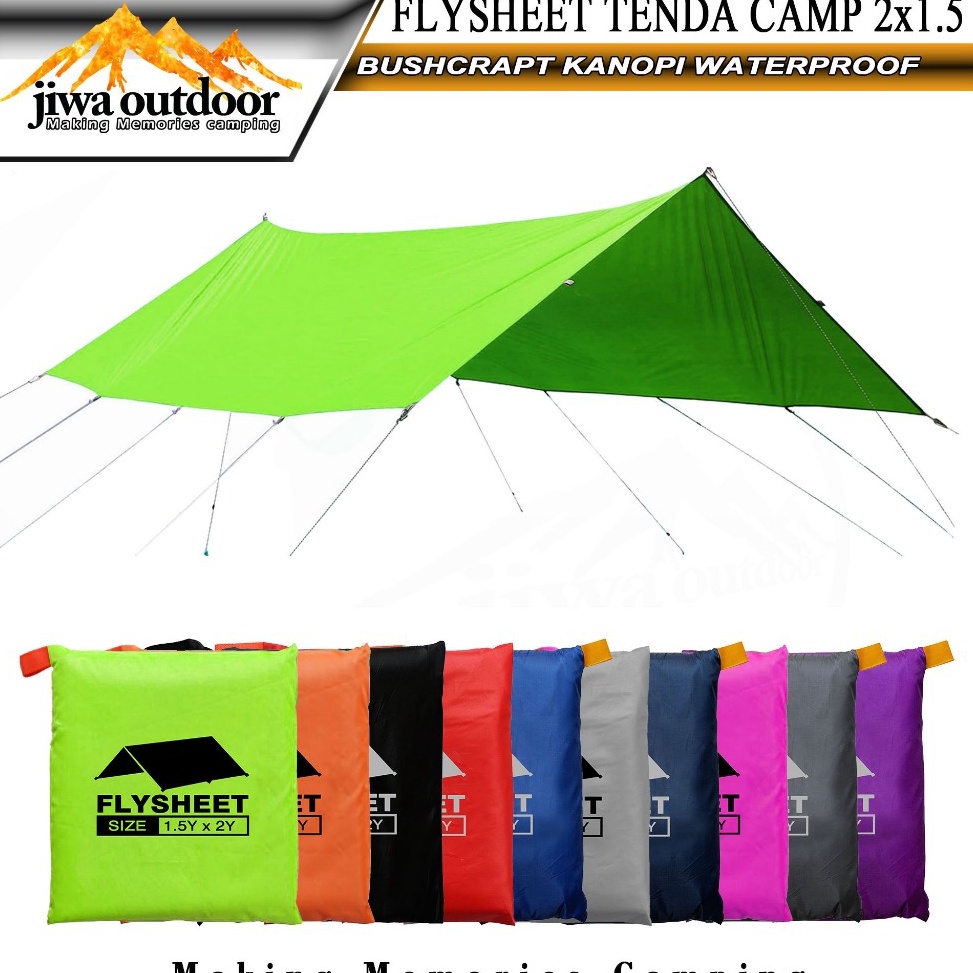 KODE D49D Flysheet Tenda Camping 2x15 Yard Flysheet Outdoor Waterproof 3 Mm Atap Tenda Camping 2x15