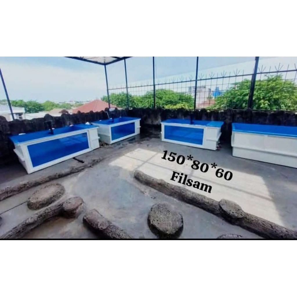 kolam ikan fiber glas kaca 12mm..size 120x80x60