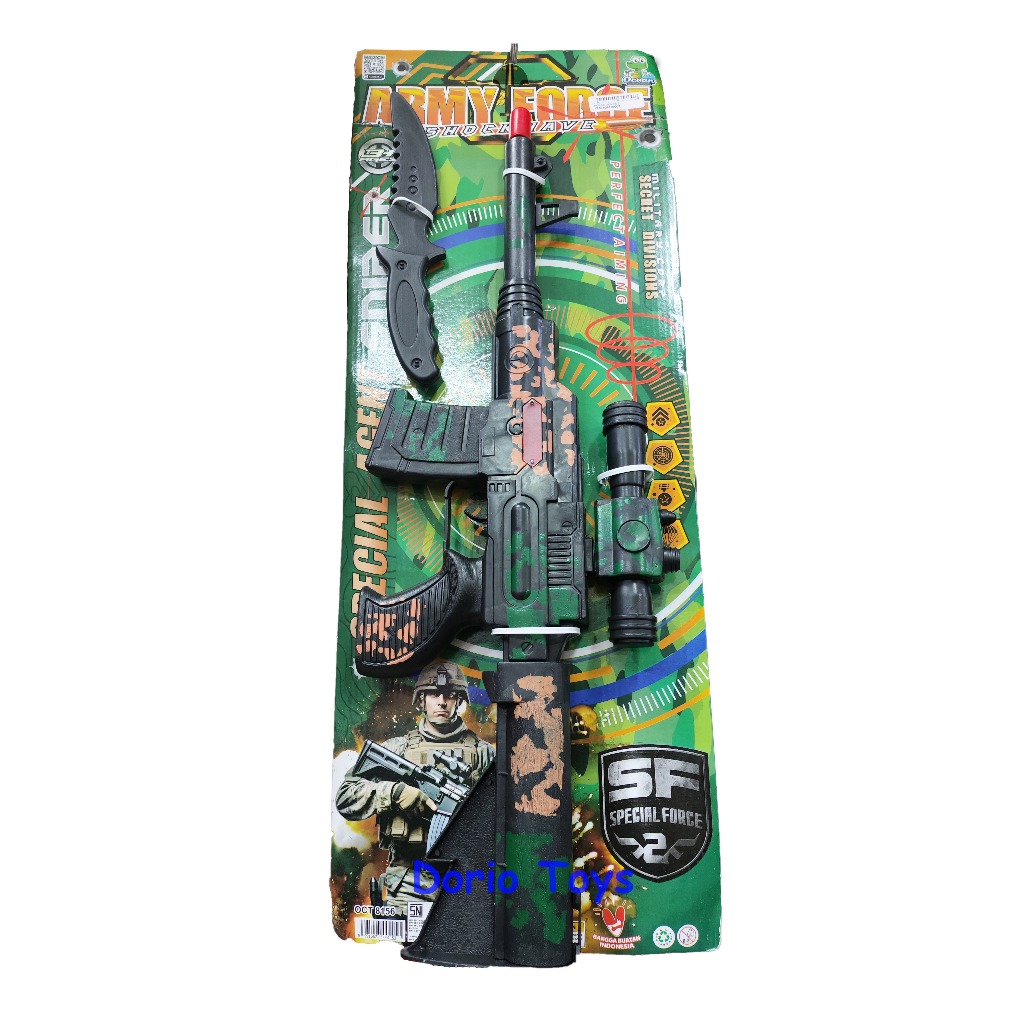 Paket Mainan Tentara Anak – Rifle & Pisau Camo Komando