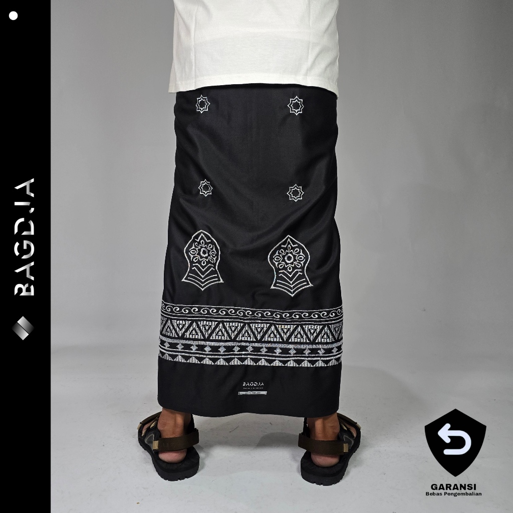 Sarung Bordir Premium Motif Terompah Nabi Sarung Pintu Aceh Dewasa Sarung Hitam Premium - BAGDJA