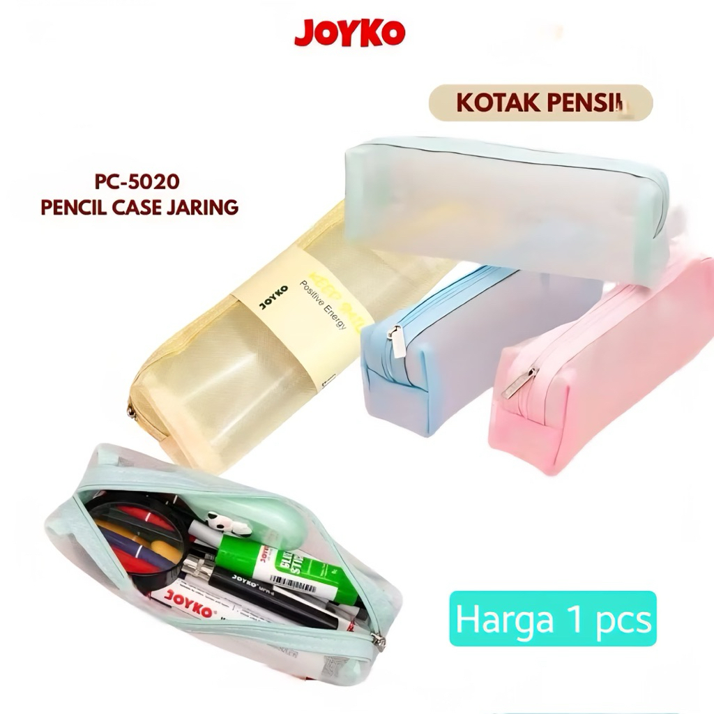 

Tempat Pensil Transparan Warna Pastel Kotak Pensil Joyko PC-5020 Jaring Large-Capacity Cod