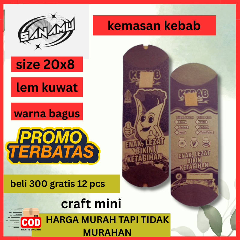 

box Kebab Craft Mini 20x8 Kemasan Kebab Kertas Kebab 20x8 Bungkus Kebab Mini Wrap Kebab Paper Mini Kraft 20x8 Kebab Kemasan Kraft Mini peckging bungkus