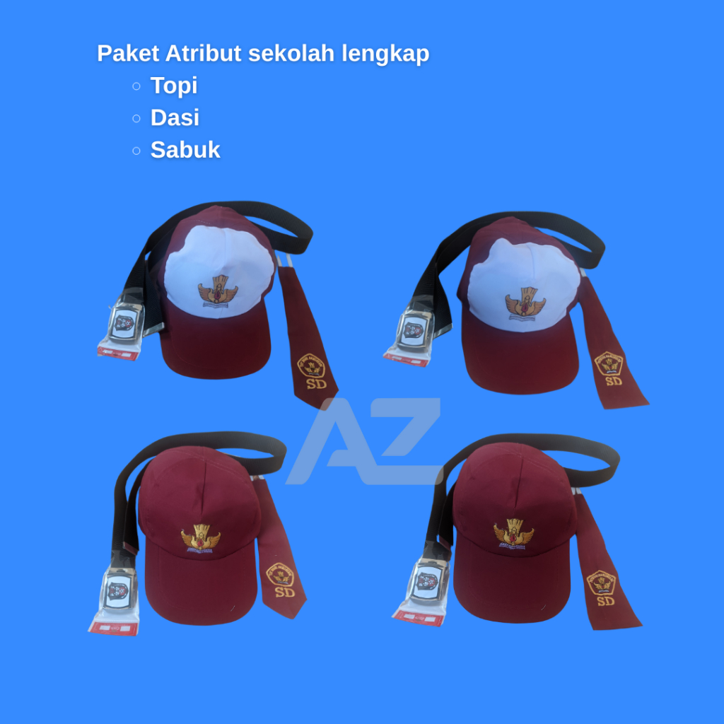 Topi Dasi SD (paket hemat) topi dasi ikat pinggang topi merah putih topi sd topi merah SD sabuk sd d