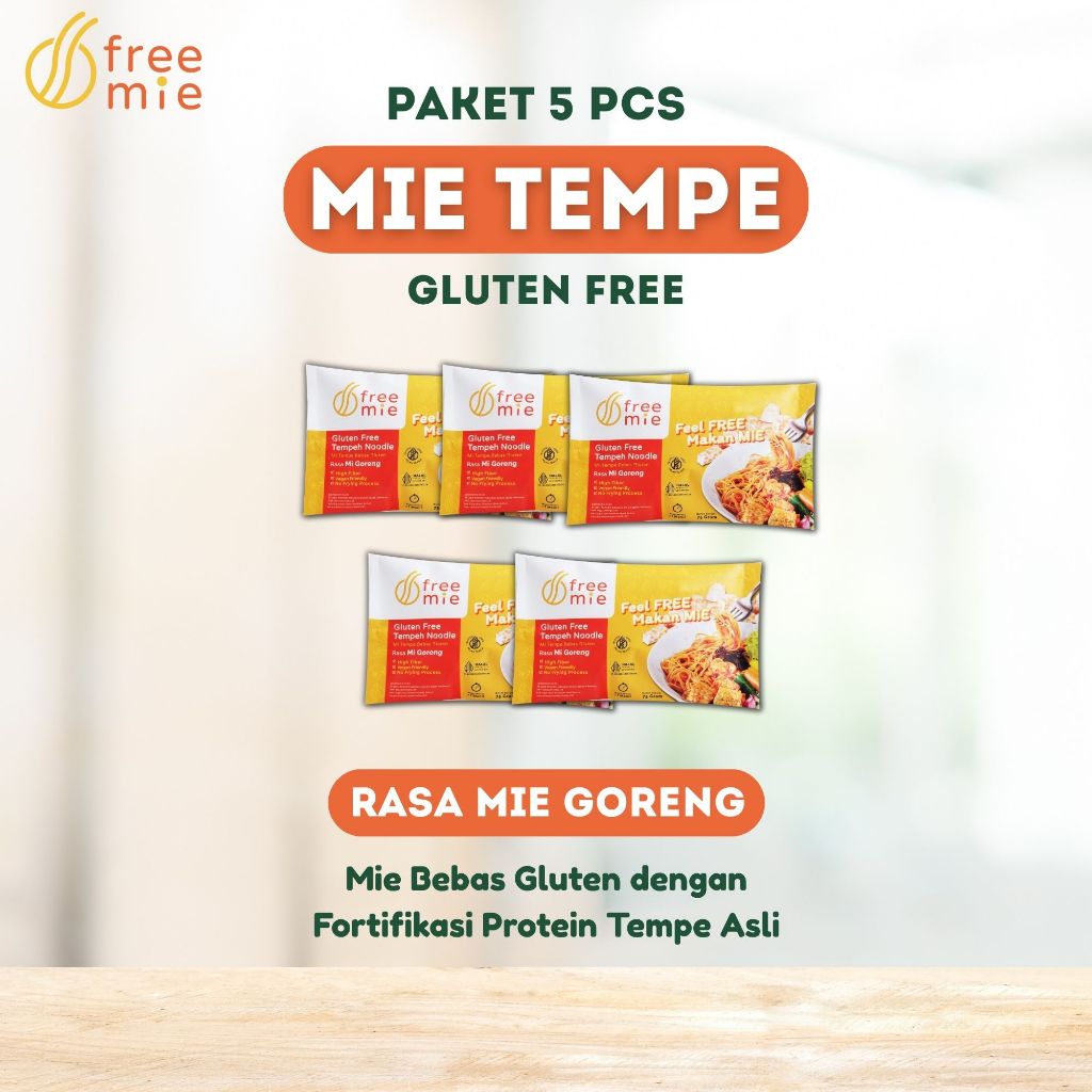 

Paket 5pcs Freemie Goreng Tempe Gluten Free ~ Mie Tempe ~ High Fiber Vegan Friendly