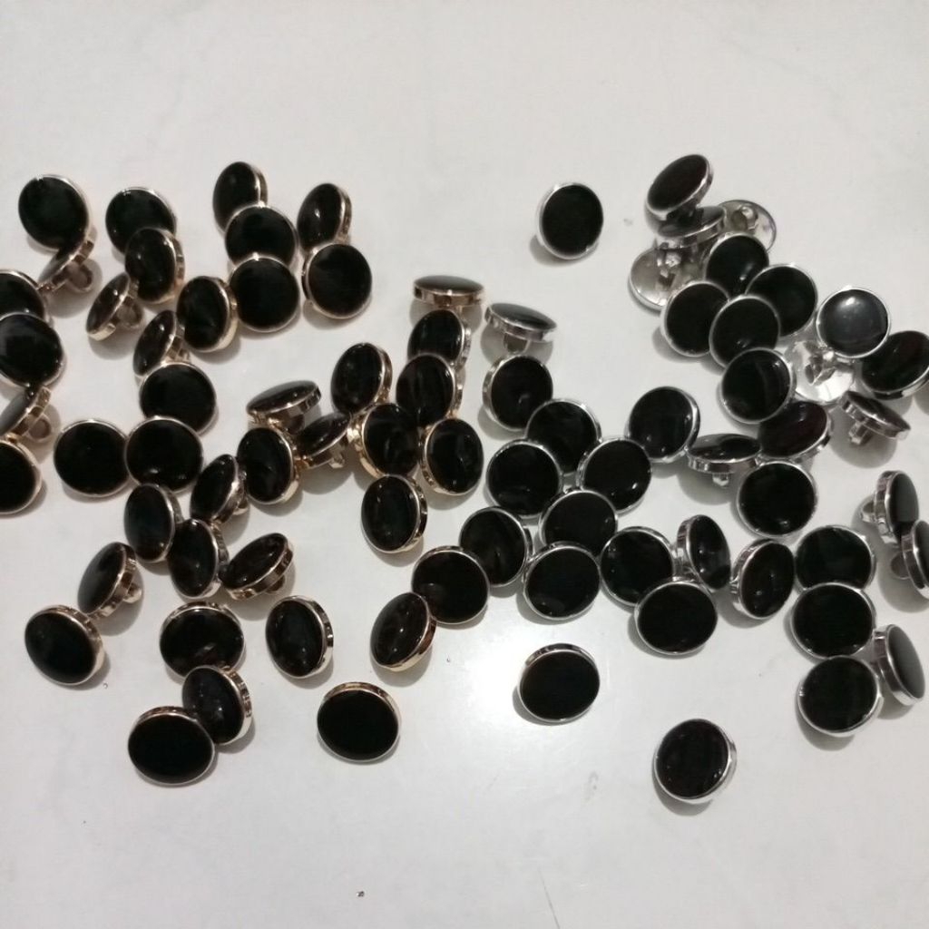 kancing baju jamur datar ukuran 15mm /18mm isi=12pcs
