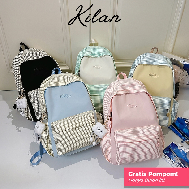 HUMAIRA Tas Ransel Wanita Gaya Korea Backpack Sekolah Lucu Kekinian Bisa Muat Laptop - RS0006