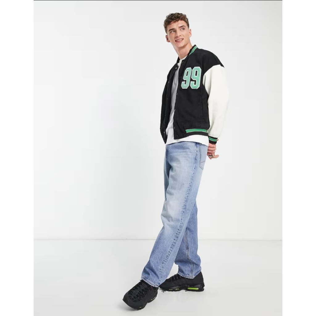 Bershka Jacket denim varsity towel logo bekas second