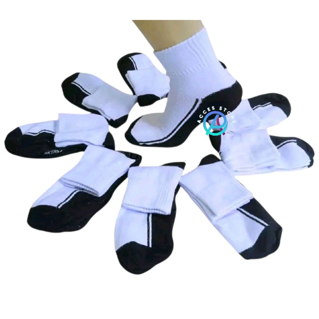 3 PASANG KAOS KAKI SEKOLAH WARNA PUTIH, HITAM, PUTIH TELAPAK HITAM # KAUS KAKI SPORT COMPUTER # KAOS