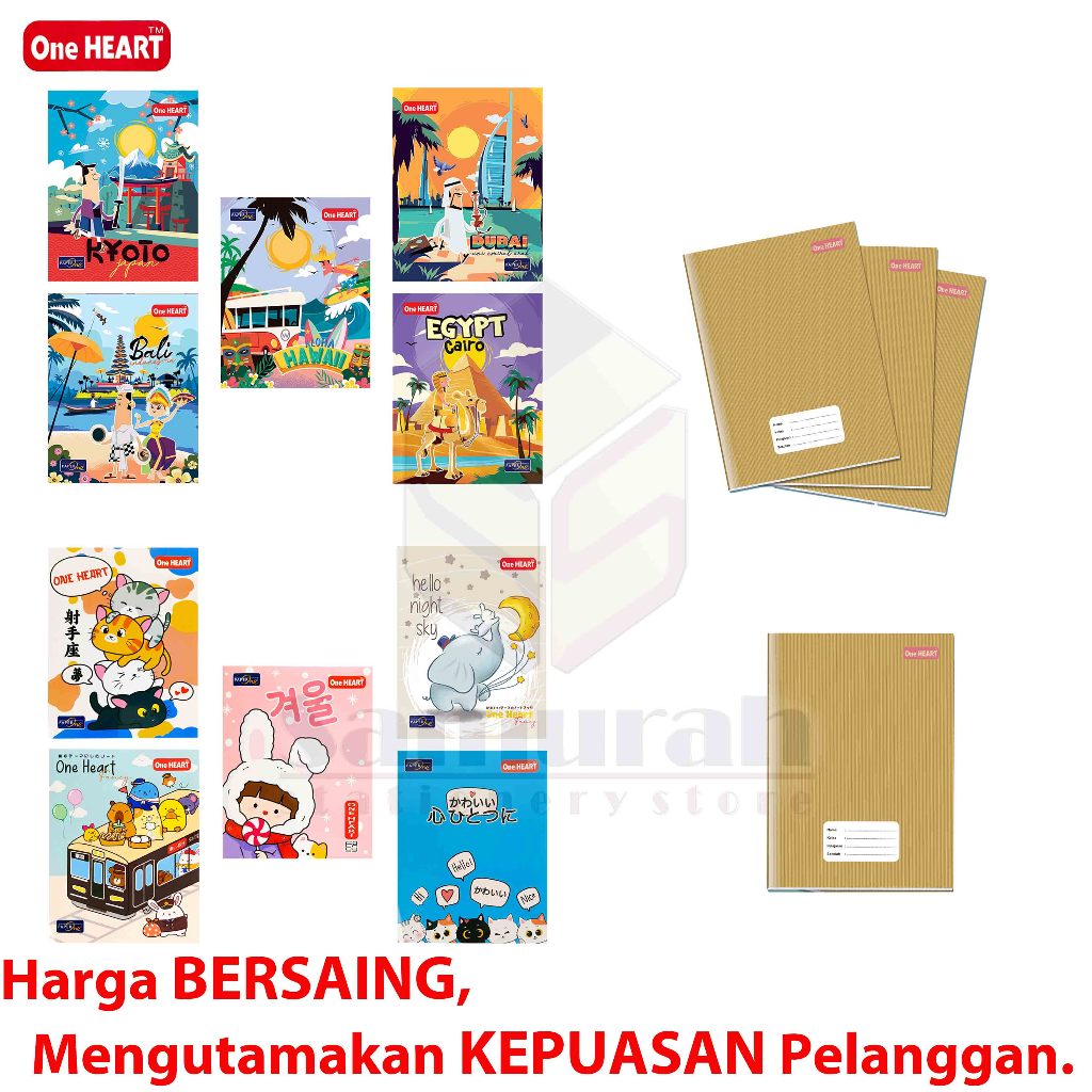 

Buku Tulis One Heart By Paper One Quarto 38 lembar / Buku Notes Latihan Kwarto / A5 Kecil 10 buku -