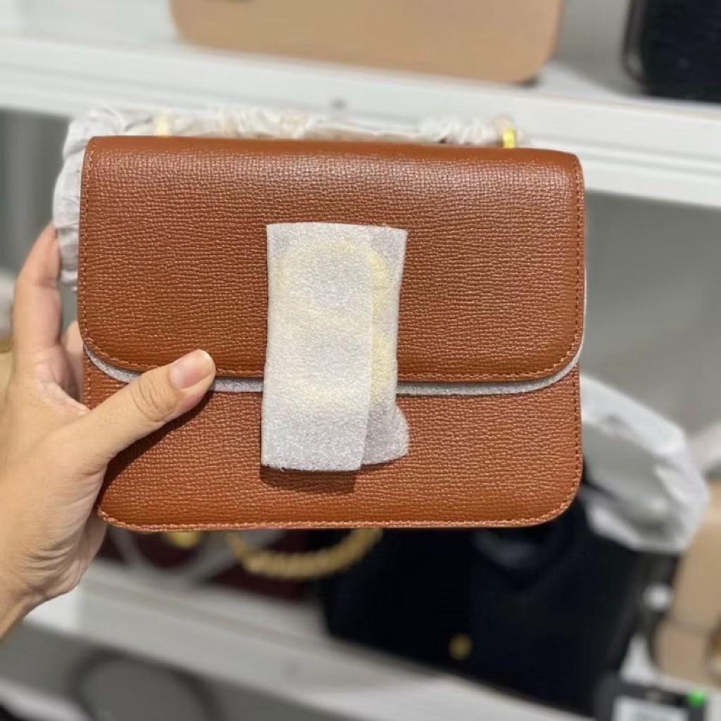 Audrey Leather Small Bag Buttonscarves Caramel NEW