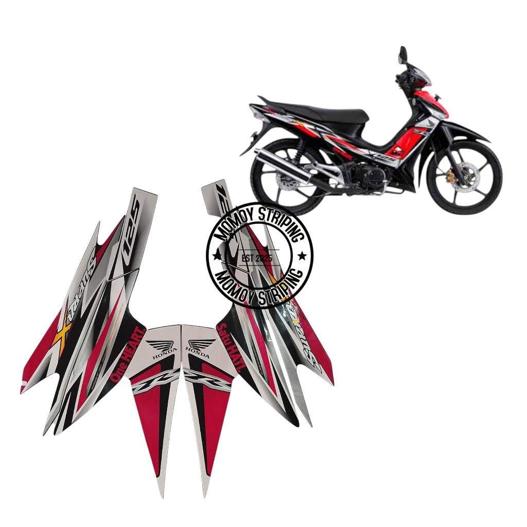 STIKER STRIPING SUPRA X 125 R 2013 HITAM MERAH