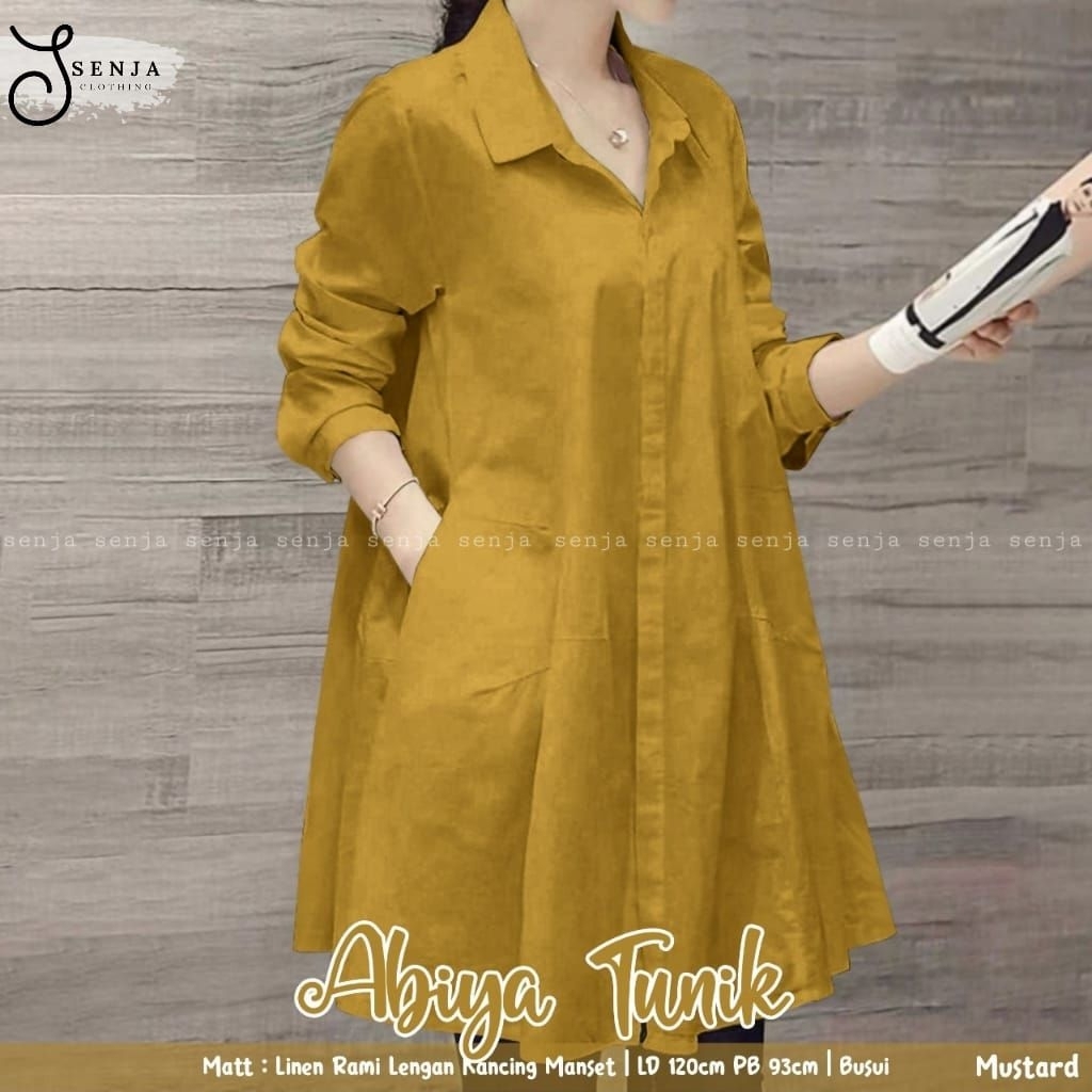 ABIYA TUNIK || BAHAN LINEN RAMI PREMIUM