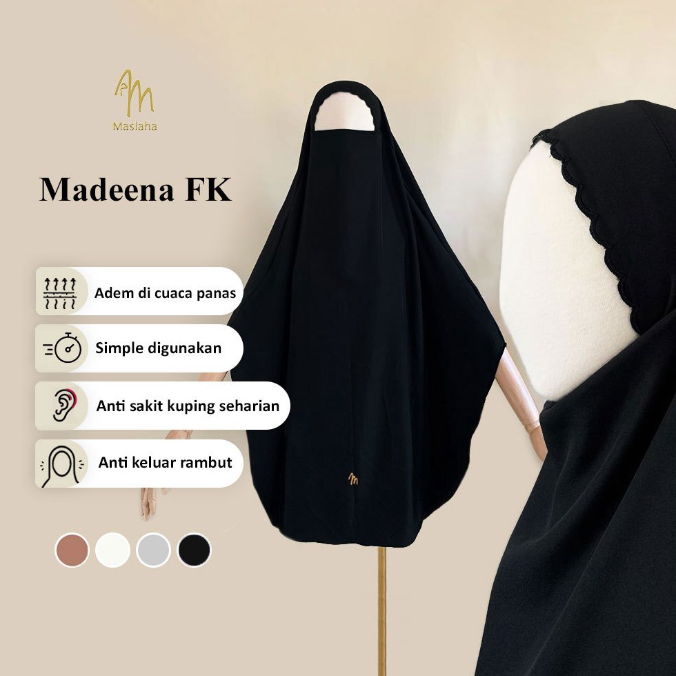 KODE F53I Maslaha Niqab  Madeena French Khimar Bordir  Long FK Instant Umroh Haji  Shamira Stretch