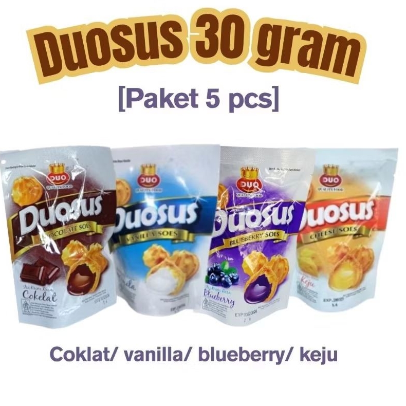 

[Paket 5 pcs] Duosus 30 gram coklat/vanilla/blueberry/keju