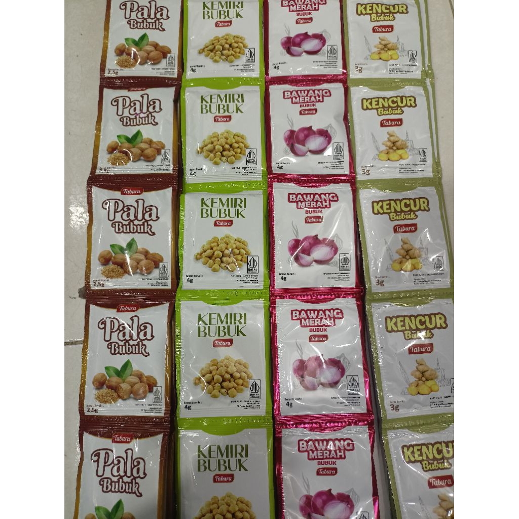 

Kencur Bubuk, Kemiri Bubuk, Pala Bubuk, Bawang Merah Bubuk 1 Renceng