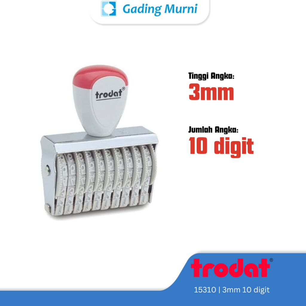 

Stempel trodat angka 15310, 15312, 15320 Tinggi angka 3mm