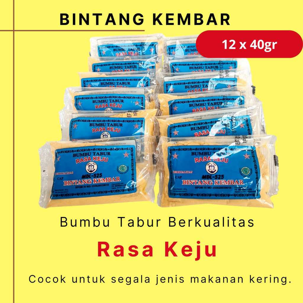 

Bumbu Tabur Rasa Keju merk Bintang Kembar mdl 525 1 Pack ( 12 sachet )