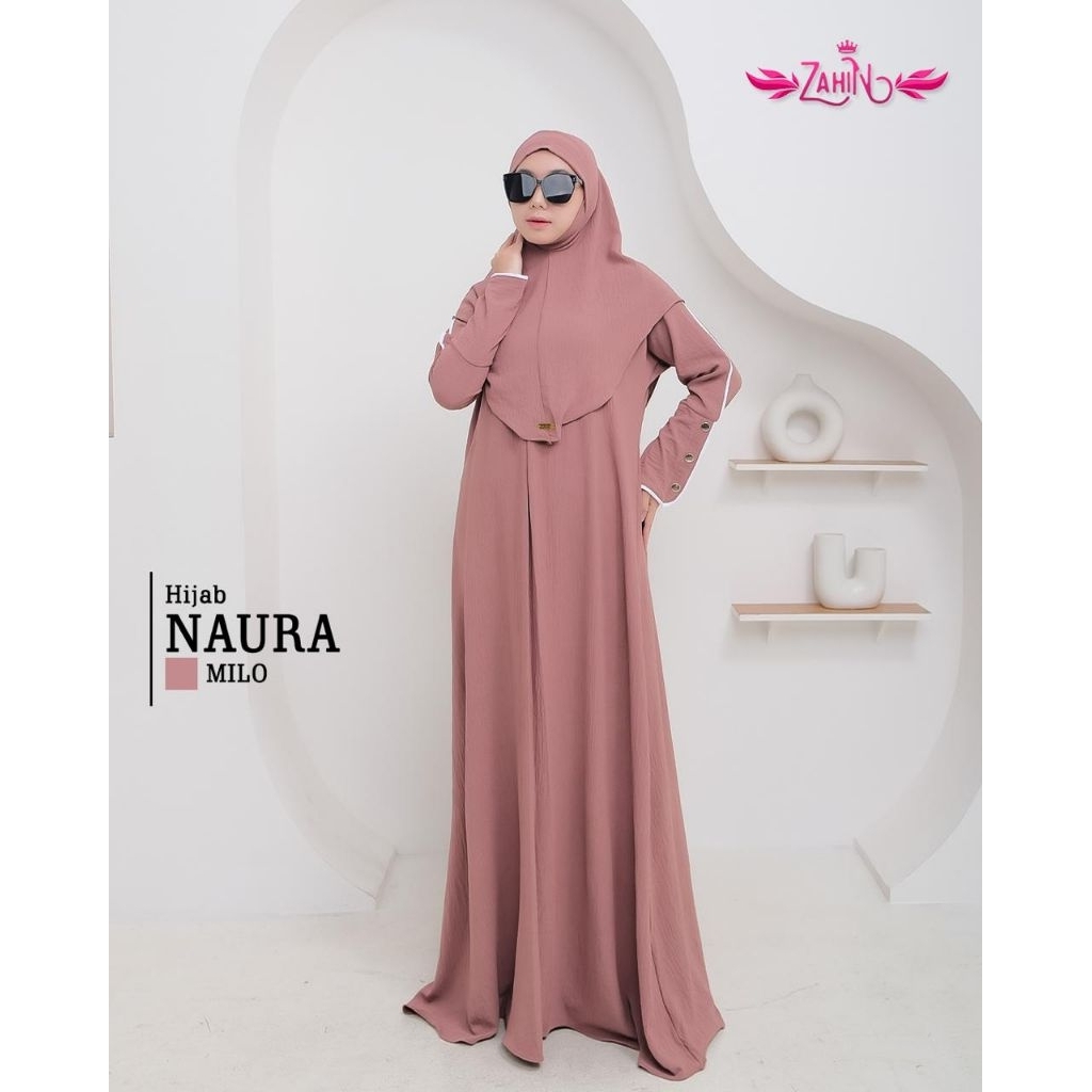 set gamis Naura hijab ORI zahin